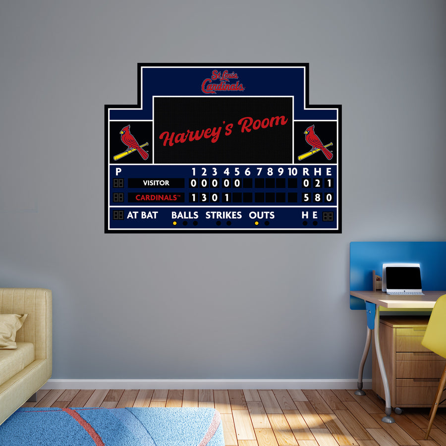 St. Louis Cardinals - Scoreboard Graphic - With Personalized Name - Official MLB - Vinyl Transfer Decal