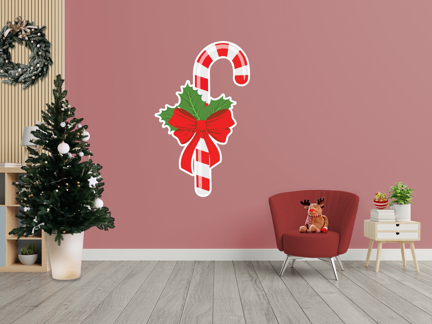 Christmas: Candy Cane Icon - Removable Adhesive Decal