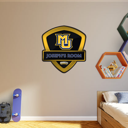 Marquette Golden Eagles:   Badge Personalized Name        - Officially Licensed NCAA Removable     Adhesive Decal