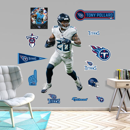 Tony Pollard - RealBig Collection - Official NFL - Tennessee Titans - Reusable Vinyl Wall Decals