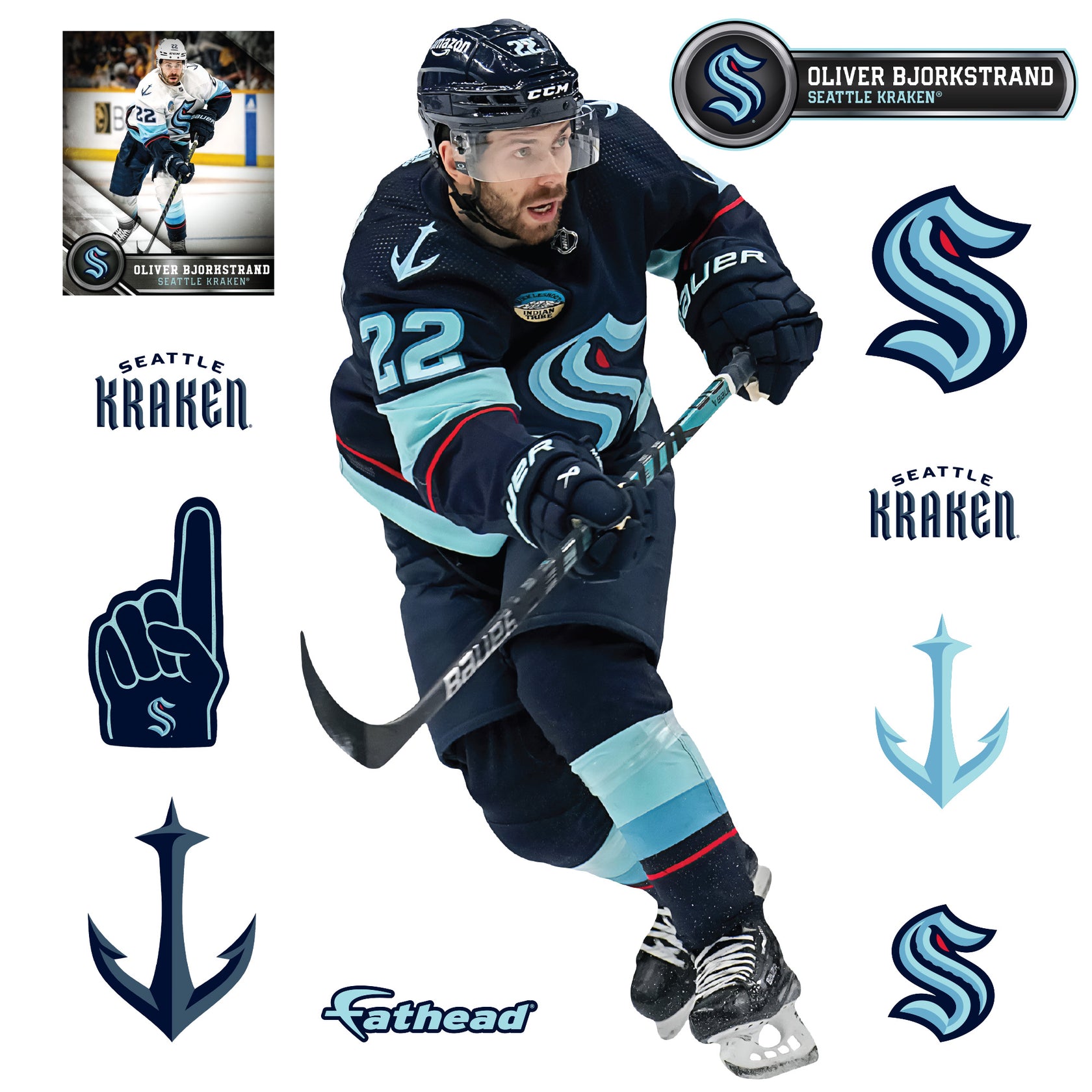 Seattle Kraken: Oliver Bjorkstrand - Officially Licensed NHL Removable ...