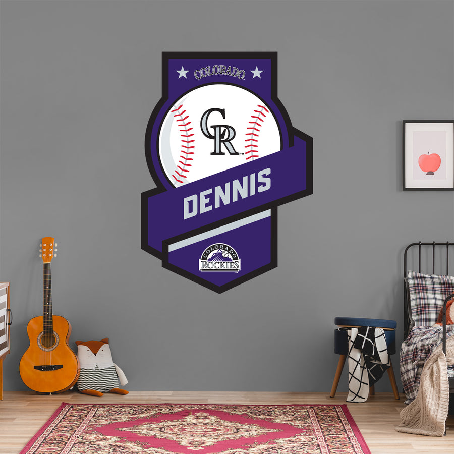 Colorado Rockies - Banner Logo - With Personalized Name - Official MLB - Vinyl Transfer Decal