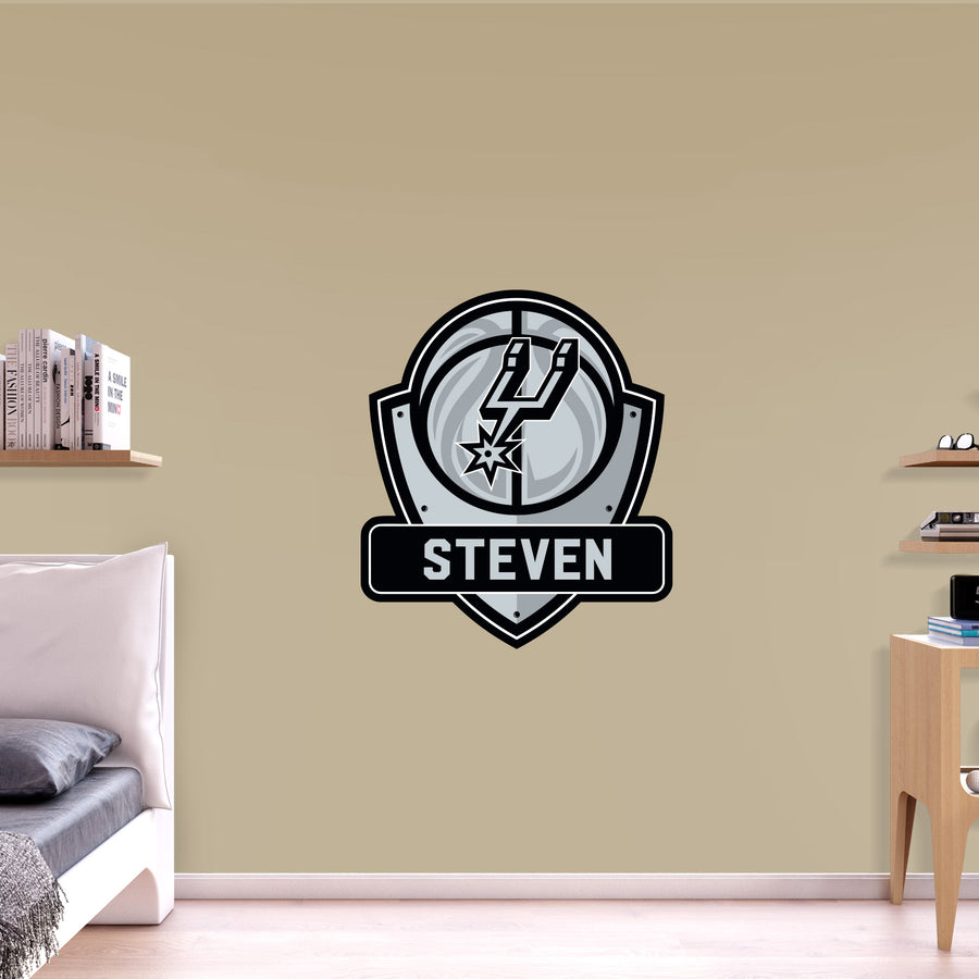 San Antonio Spurs - Badge - With Personalized Name - Official NBA - Vinyl Transfer Decal