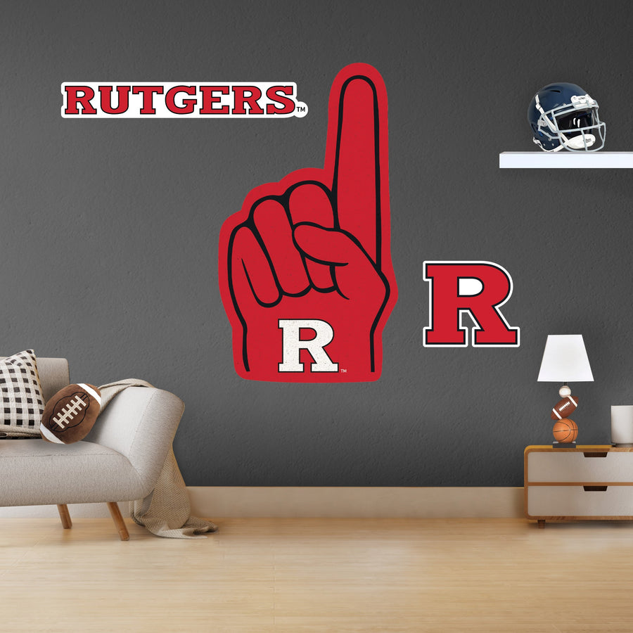 Rutgers Scarlet Knights - RealBig Foam Finger Collection - Official NCAA - Reusable Vinyl Wall Decals
