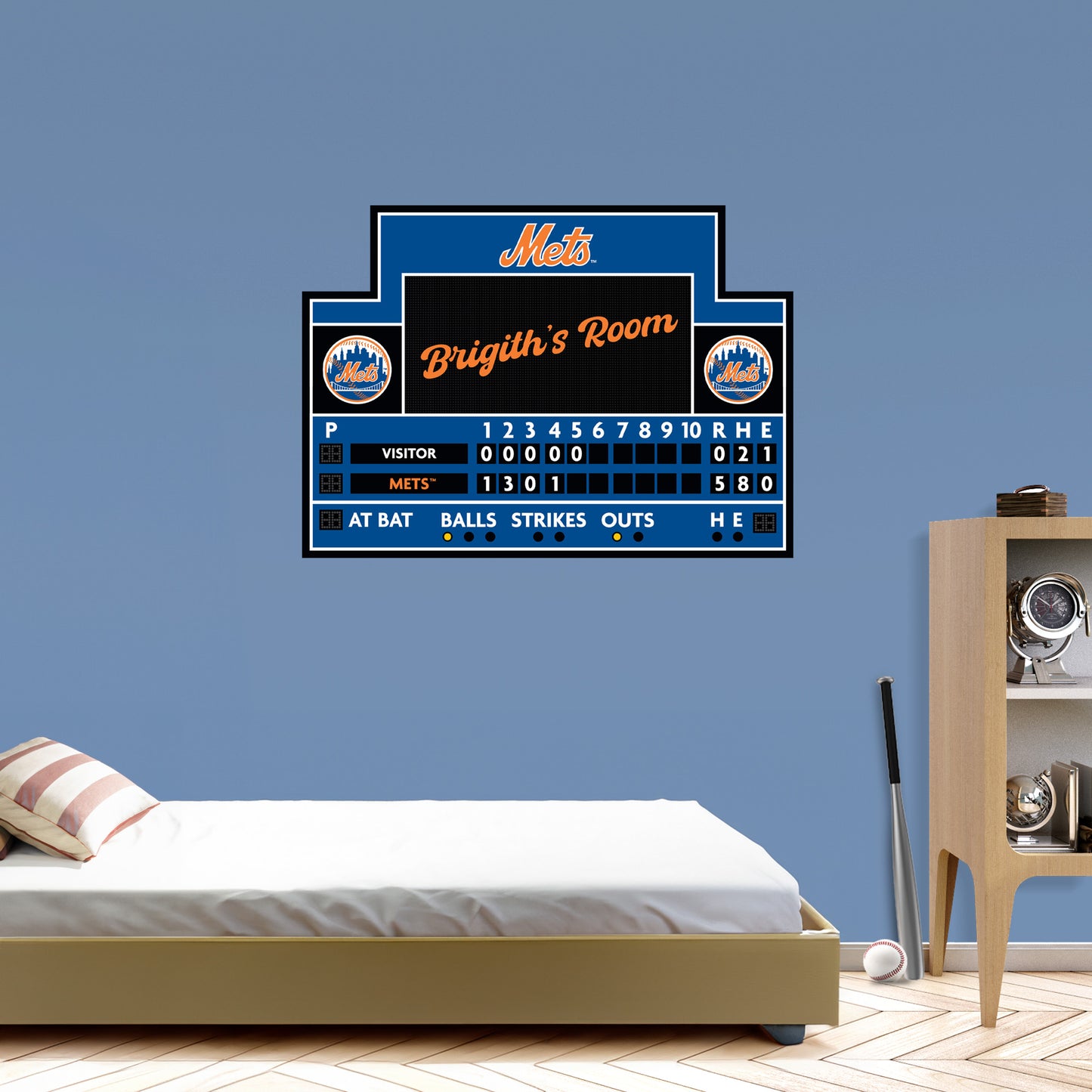 New York Mets: Scoreboard Personalized Name        - Officially Licensed MLB Removable     Adhesive Decal