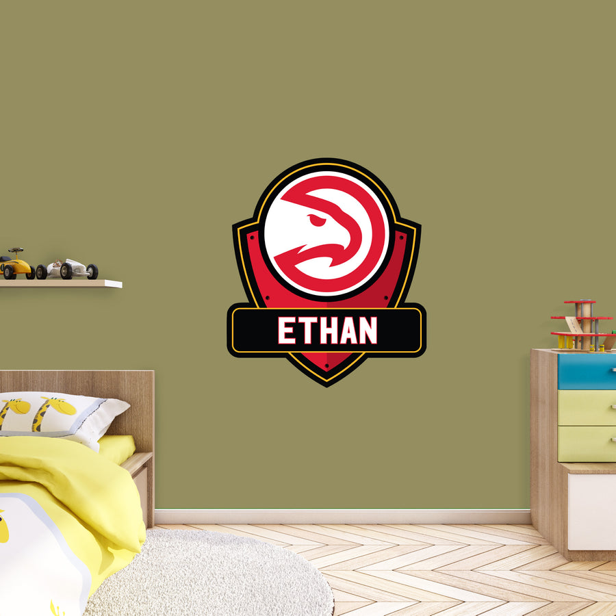 Atlanta Hawks - Badge - With Personalized Name - Official NBA - Vinyl Transfer Decal