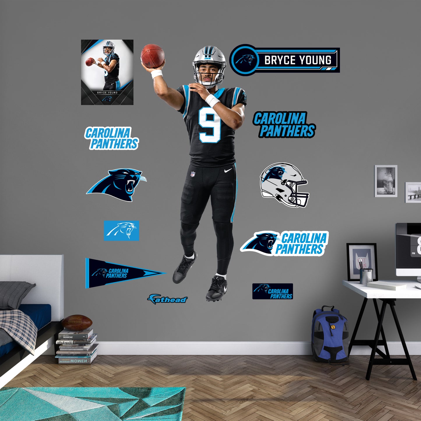 Carolina Panthers: Bryce Young  Preseason        - Officially Licensed NFL Removable     Adhesive Decal