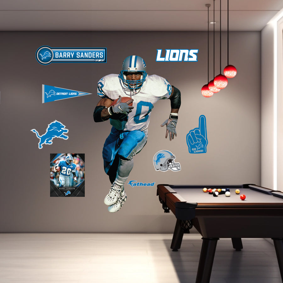 Barry Sanders - RealBig Away Jersey Legend Collection - Official NFL - Detroit Lions - Reusable Vinyl Wall Decals