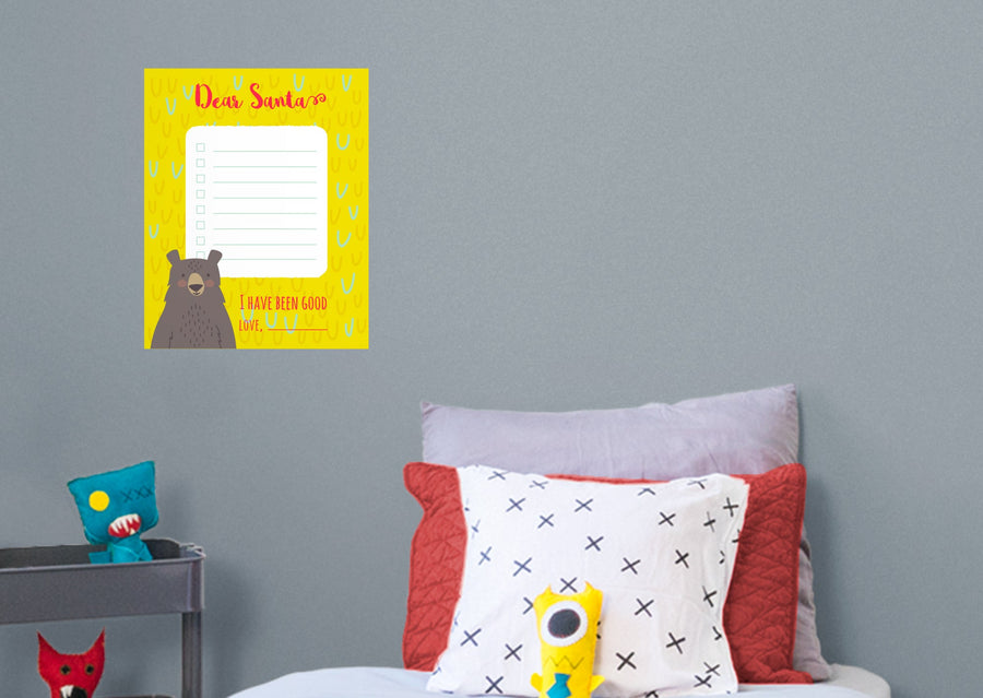 Christmas:  Lovely Bear Dry Erase        -   Removable     Adhesive Decal