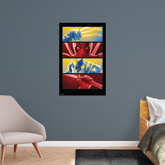 Deadpool & Wolverine: Deadpool & Wolverine Frames Poster        - Officially Licensed Marvel Removable     Adhesive Decal