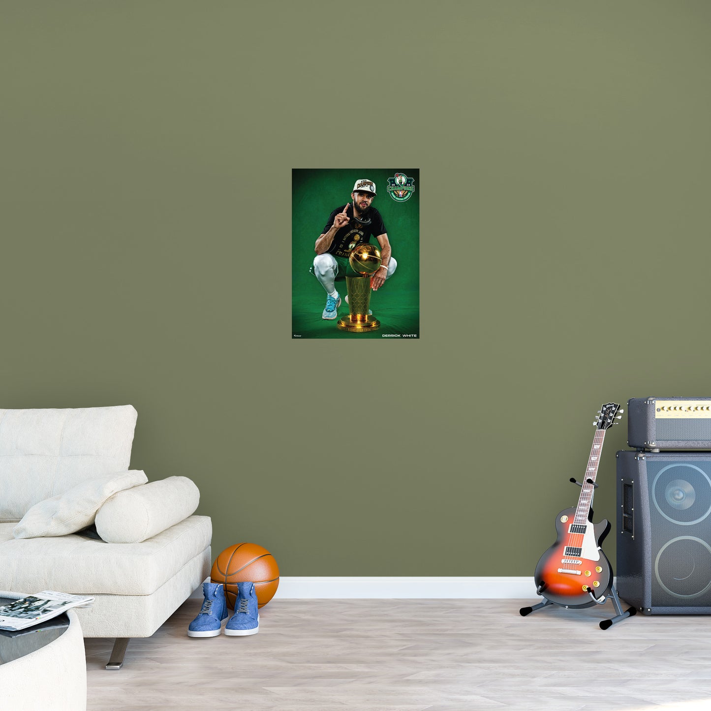 Derrick White - 2024 Champion Trophy - Peel & Stick Poster - Official NBA - Boston Celtics - Reusable Vinyl Wall Decal