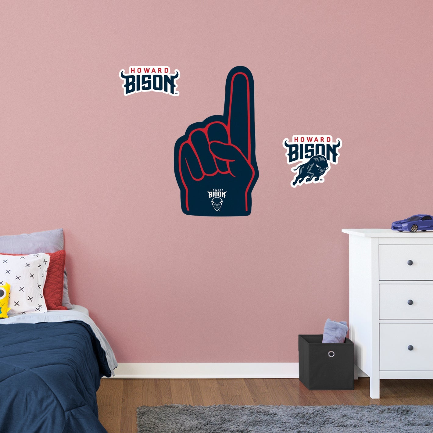 Howard Bison:    Foam Finger        - Officially Licensed NCAA Removable     Adhesive Decal