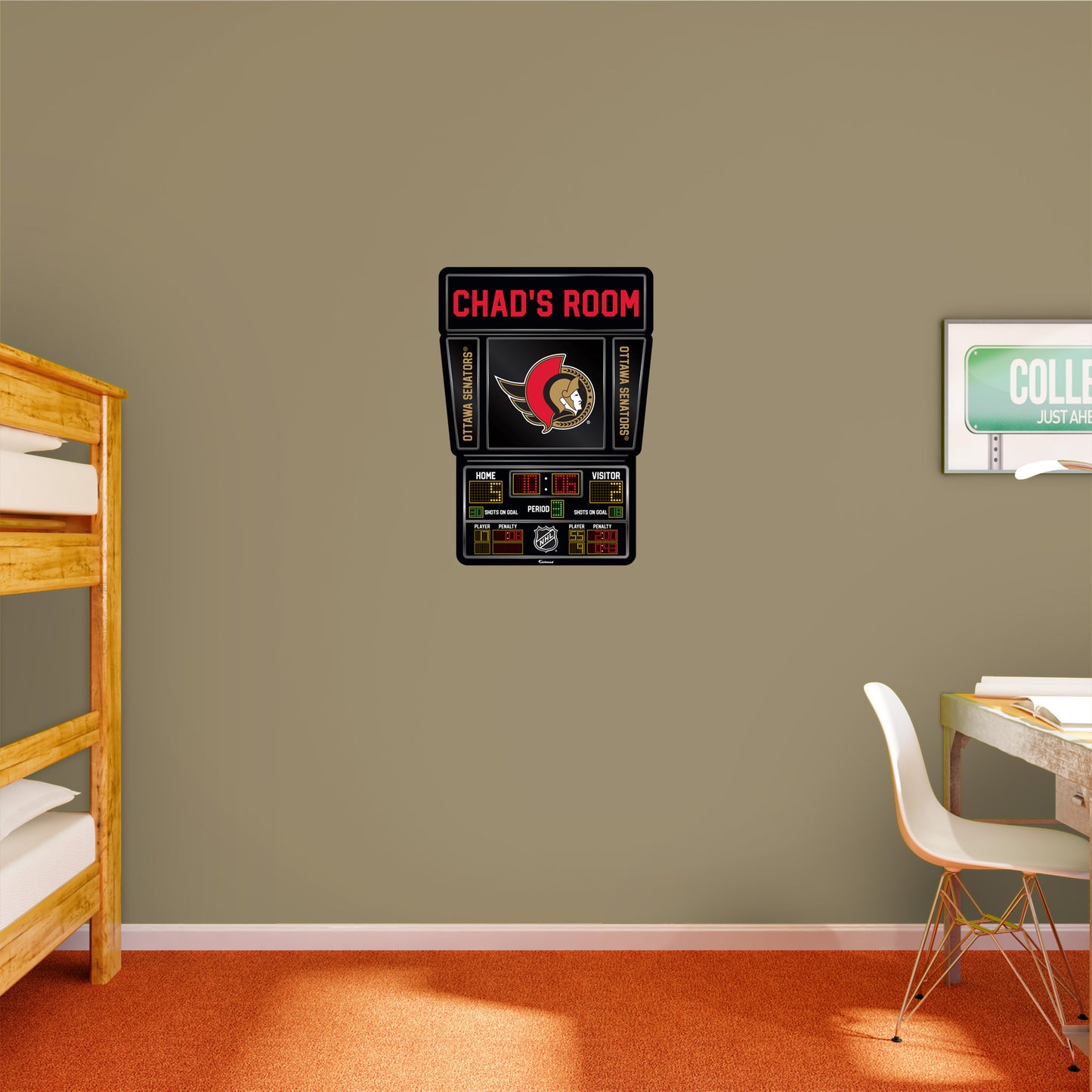 Ottawa Senators: Scoreboard Personalized Name        - Officially Licensed NHL Removable     Adhesive Decal