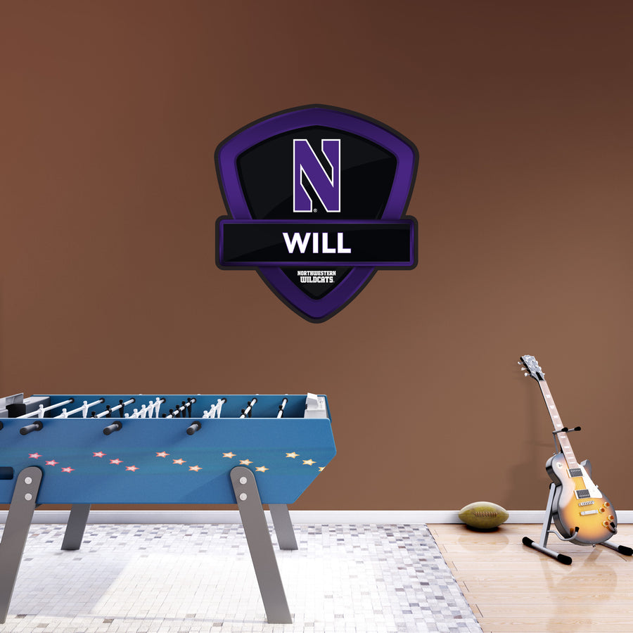 Northwestern Wildcats - Badge - With Personalized Name - Official NCAA - Vinyl Transfer Decal