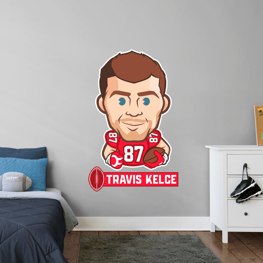 Travis Kelce Emoji - RealBig Collection - Official NFLPA - Kansas City Chiefs - Reusable Vinyl Wall Decals