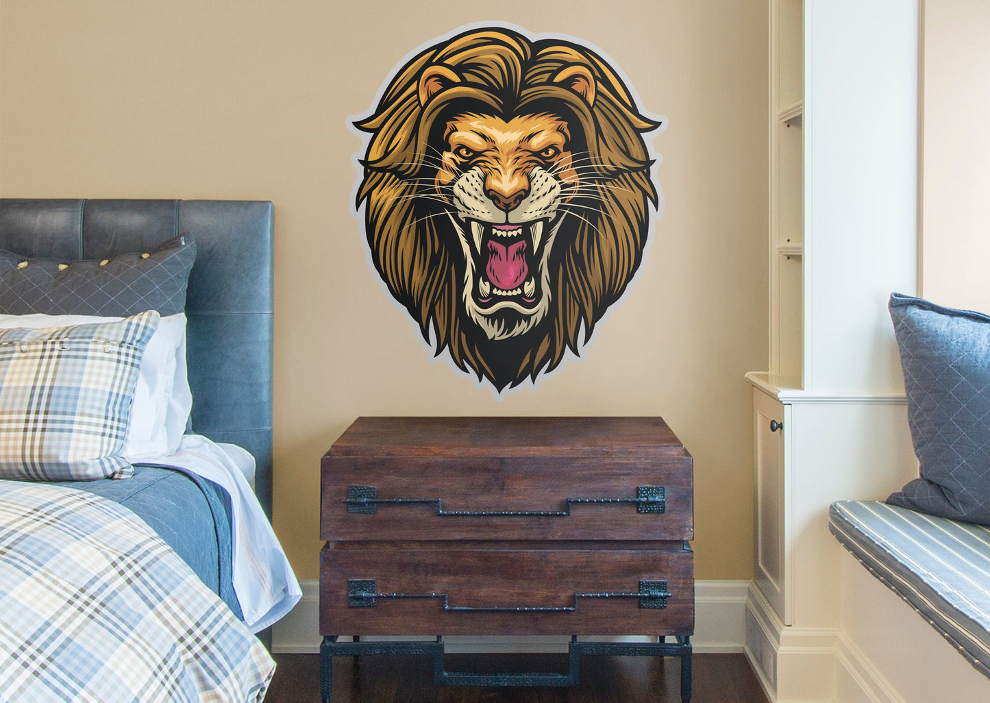 Jungle:  Angry Lion Icon        -   Removable     Adhesive Decal