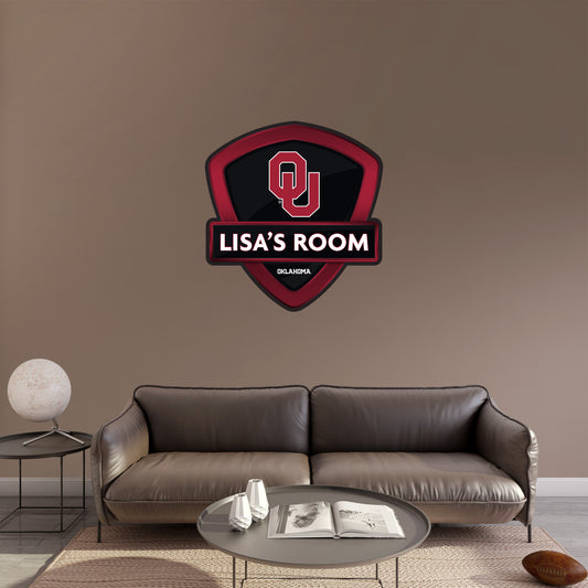 Oklahoma Sooners:   Badge Personalized Name        - Officially Licensed NCAA Removable     Adhesive Decal