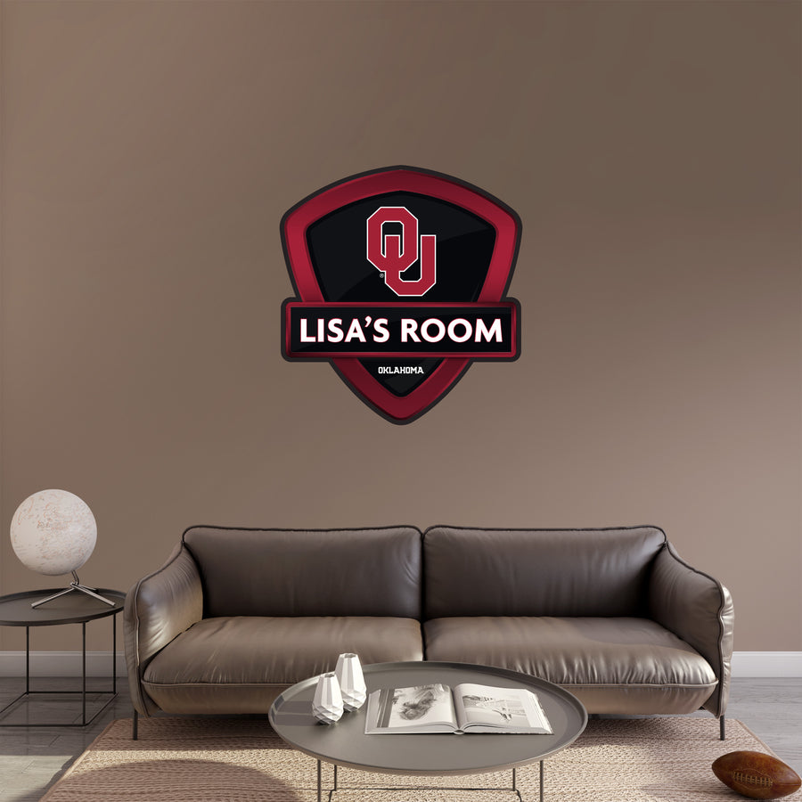 Oklahoma Sooners - Badge - With Personalized Name - Official NCAA - Vinyl Transfer Decal
