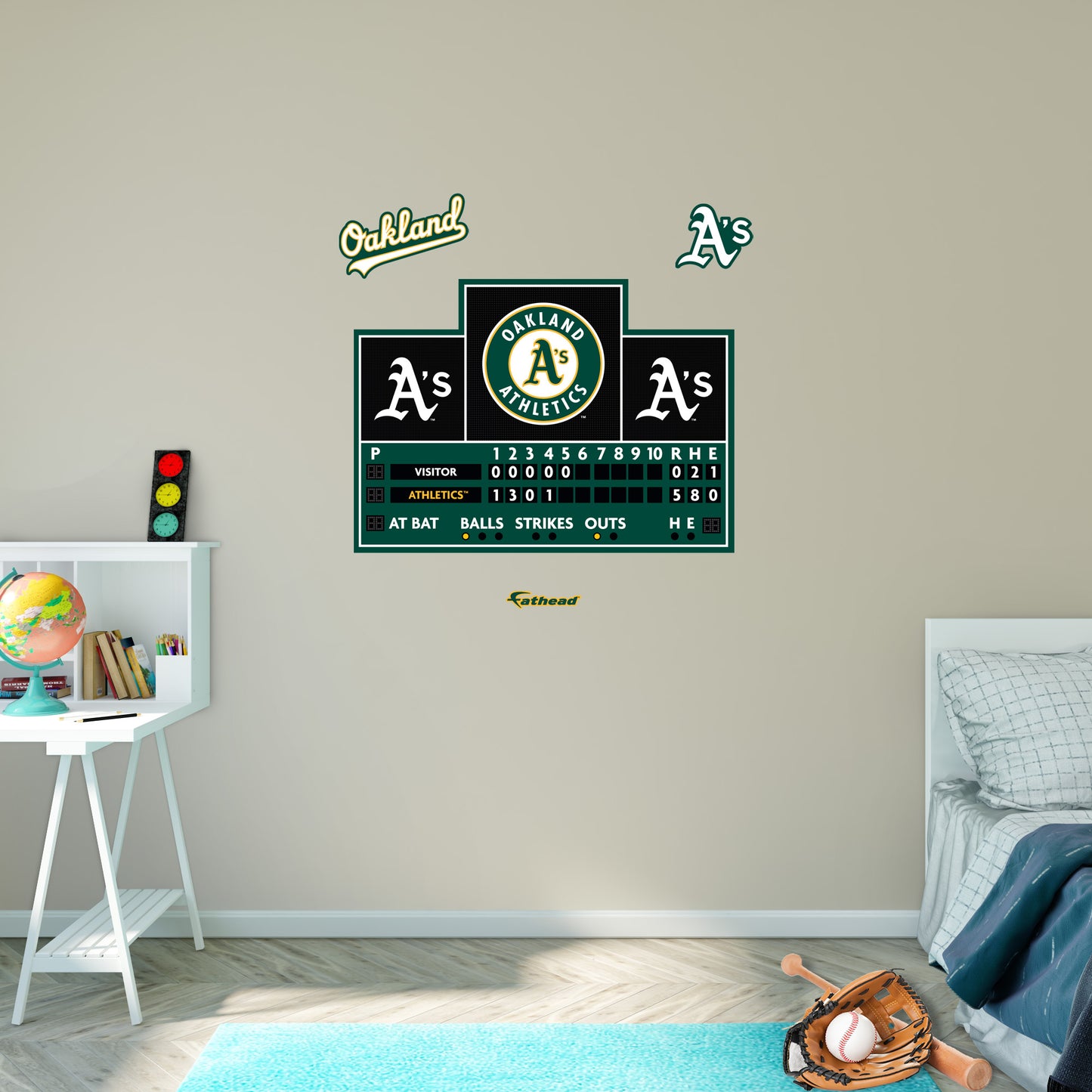 Oakland Athletics:  Scoreboard        - Officially Licensed MLB Removable     Adhesive Decal