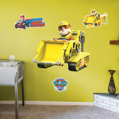 Paw Patrol: Rubble Vehicle RealBig        - Officially Licensed Nickelodeon Removable     Adhesive Decal