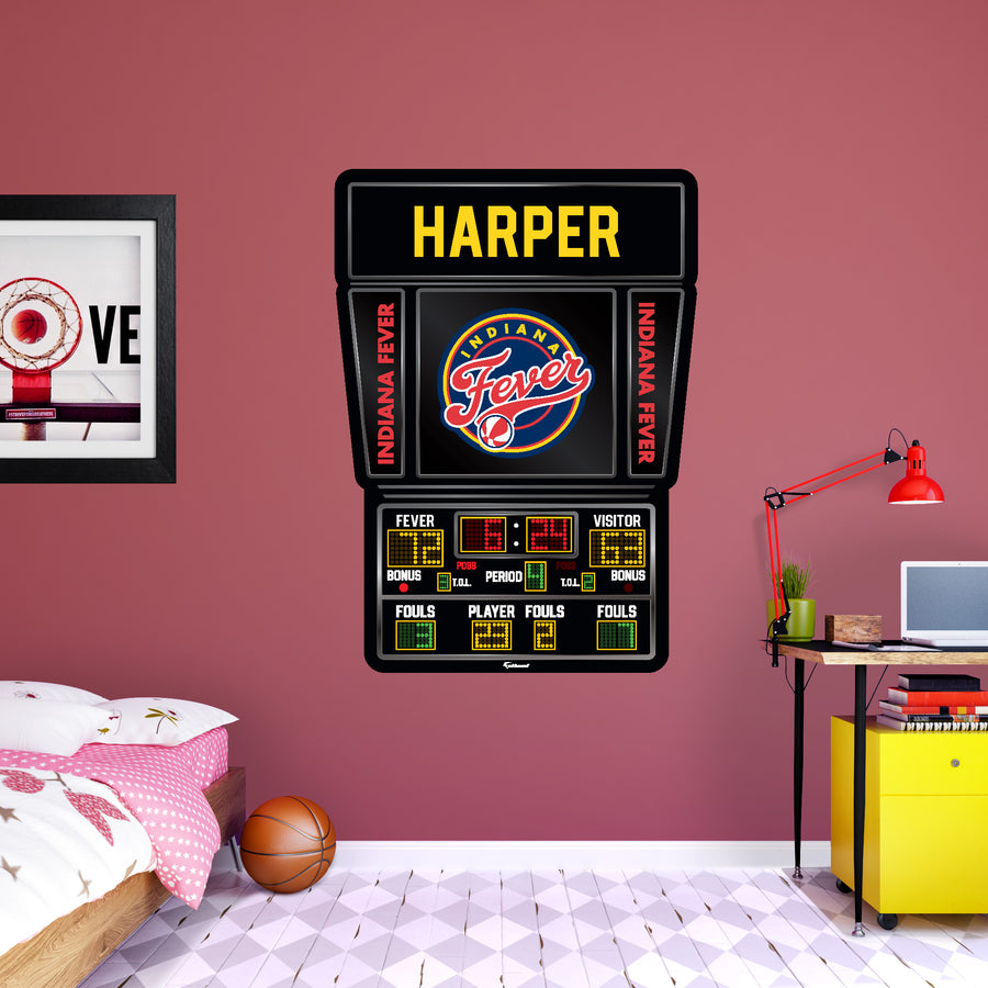Indiana Fever - Scoreboard Logo - With Personalized Name - Official WNBA - Vinyl Transfer Decal