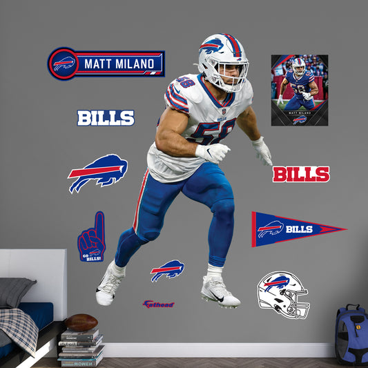 Buffalo Bills: Matt Milano         - Officially Licensed NFL Removable     Adhesive Decal