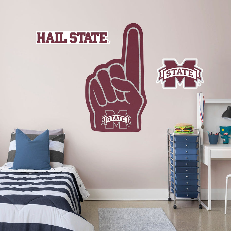 Mississippi State Bulldogs - RealBig Foam Finger Collection - Official NCAA - Reusable Vinyl Wall Decals