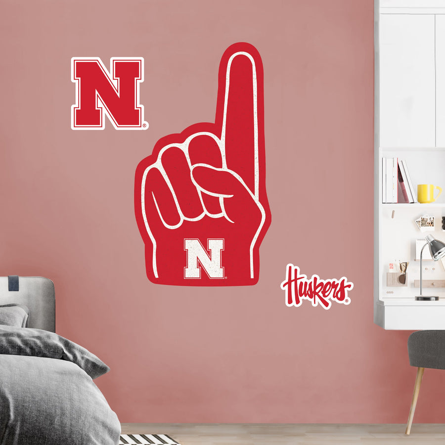 Nebraska Cornhuskers - RealBig Foam Finger Collection - Official NCAA - Reusable Vinyl Wall Decals