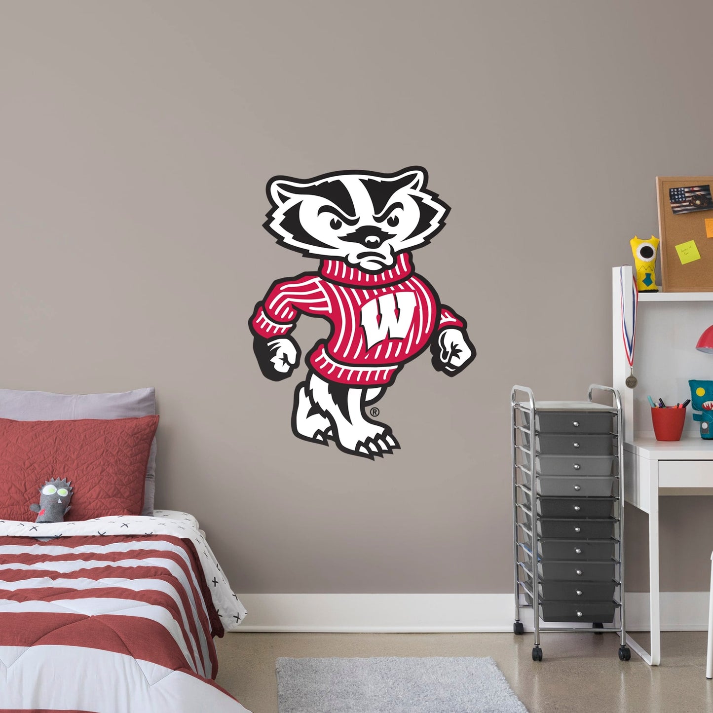 Wisconsin Badgers: Bucky Badger Illustrated Mascot - Officially Licensed Removable Wall Decal