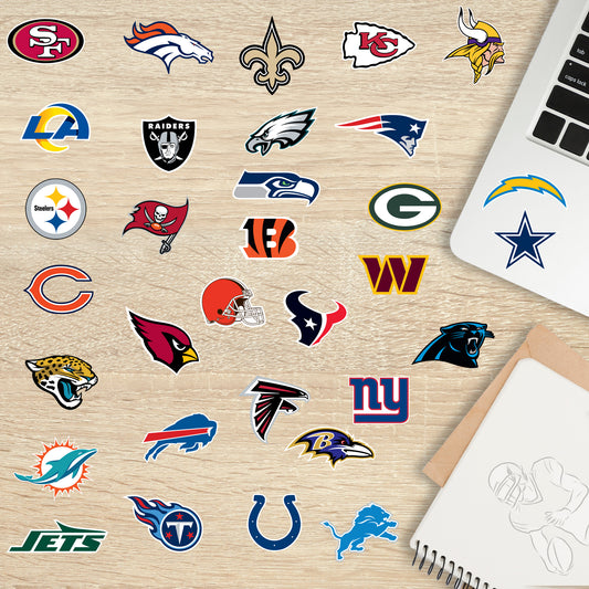 NFL Minis Logo Collection        - Officially Licensed NFL Removable     Adhesive Decal