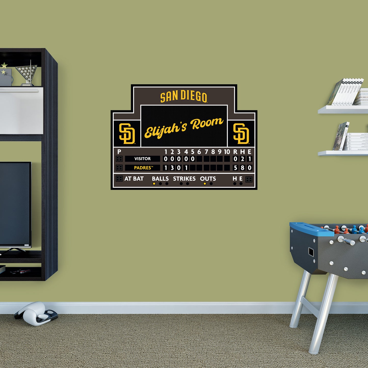 San Diego Padres: Scoreboard Personalized Name        - Officially Licensed MLB Removable     Adhesive Decal