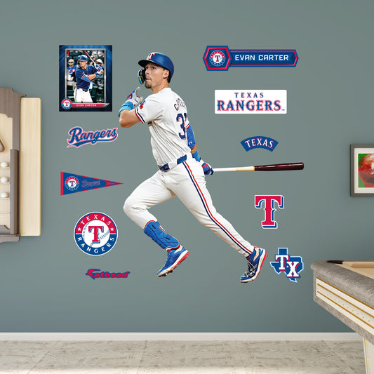 Texas Rangers: Evan Carter         - Officially Licensed MLB Removable     Adhesive Decal