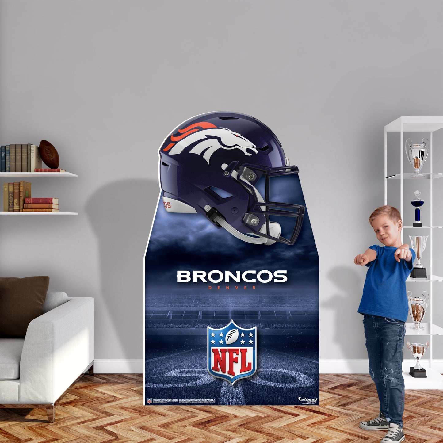 Denver Broncos:  Helmet  Life-Size   Foam Core Cutout  - Officially Licensed NFL    Stand Out