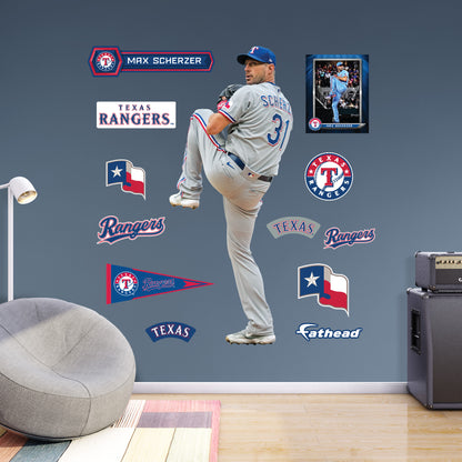Texas Rangers: Max Scherzer         - Officially Licensed MLB Removable     Adhesive Decal