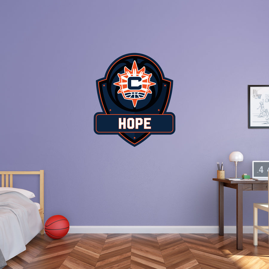 Connecticut Sun - Badge - With Personalized Name - Official WNBA - Vinyl Transfer Decal