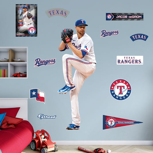 Texas Rangers: Jacob deGrom         - Officially Licensed MLB Removable     Adhesive Decal