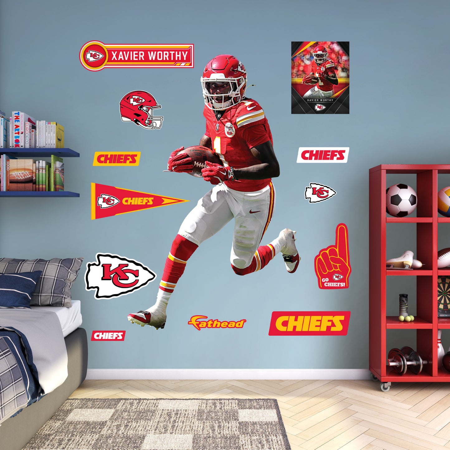 Xavier Worthy - RealBig Collection - Official NFL - Kansas City Chiefs - Reusable Vinyl Wall Decals