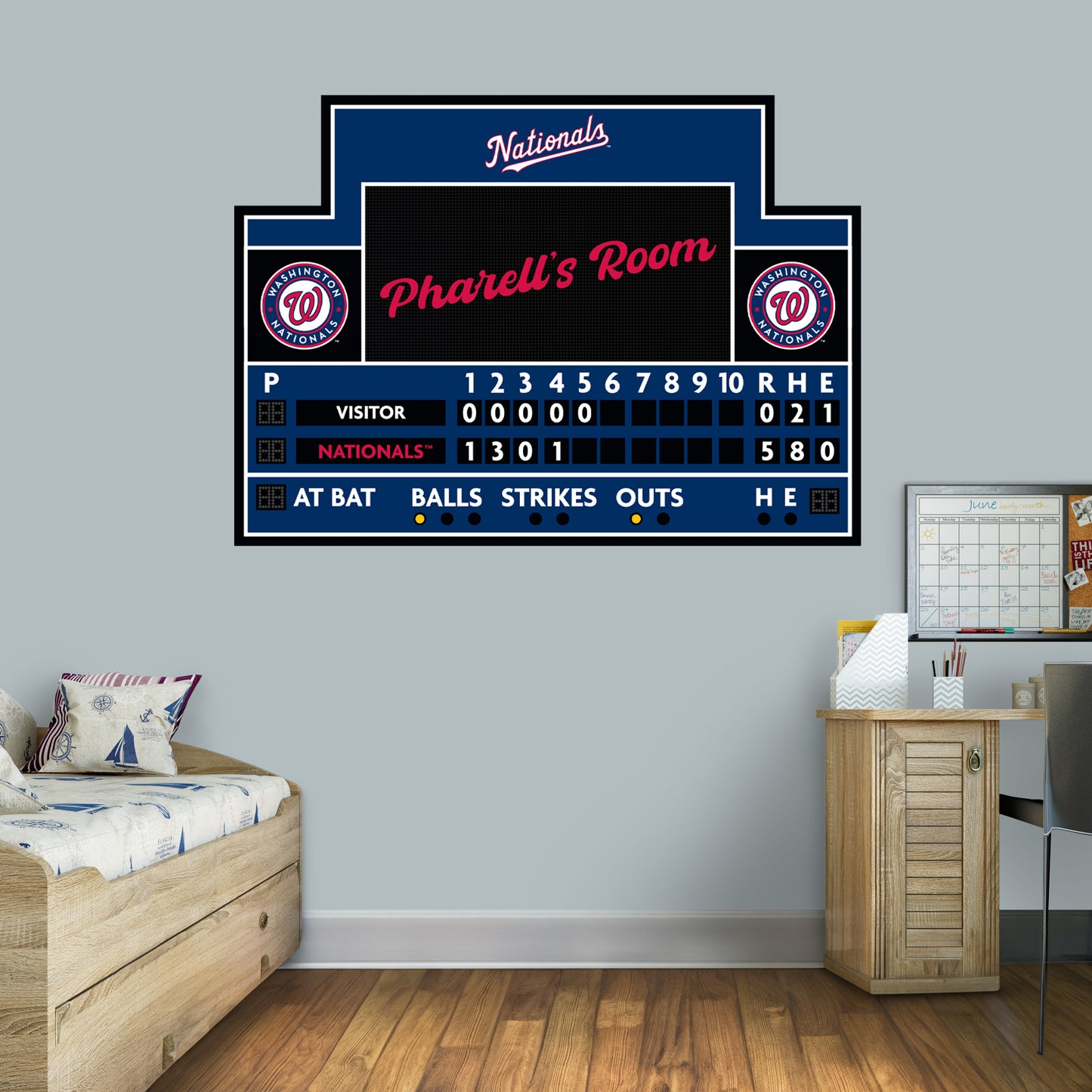 Washington Nationals: Scoreboard Personalized Name        - Officially Licensed MLB Removable     Adhesive Decal