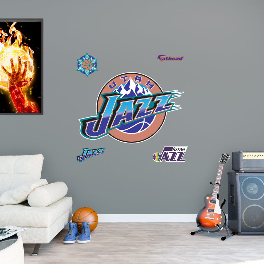 Utah Jazz - RealBig Mountains Classic Logo Collection - Official NBA - Reusable Vinyl Wall Decals
