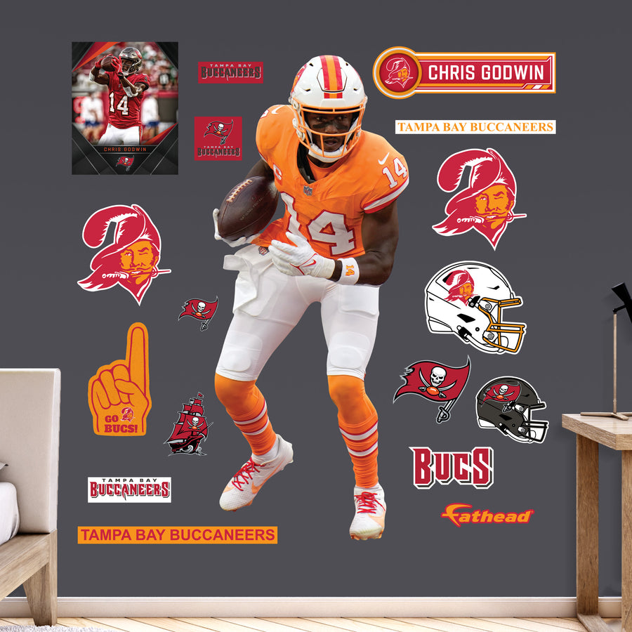 Chris Godwin - RealBig Throwback Collection - Official NFL - Tampa Bay Buccaneers - Reusable Vinyl Wall Decals