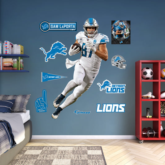 Detroit Lions: Sam LaPorta         - Officially Licensed NFL Removable     Adhesive Decal
