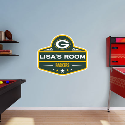Green Bay Packers:   Badge Personalized Name        - Officially Licensed NFL Removable     Adhesive Decal