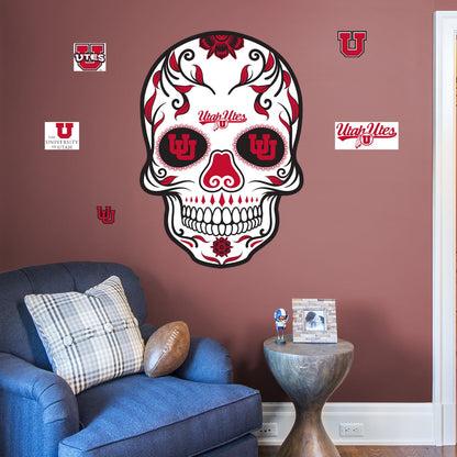 Utah Utes:   Skull        - Officially Licensed NCAA Removable     Adhesive Decal
