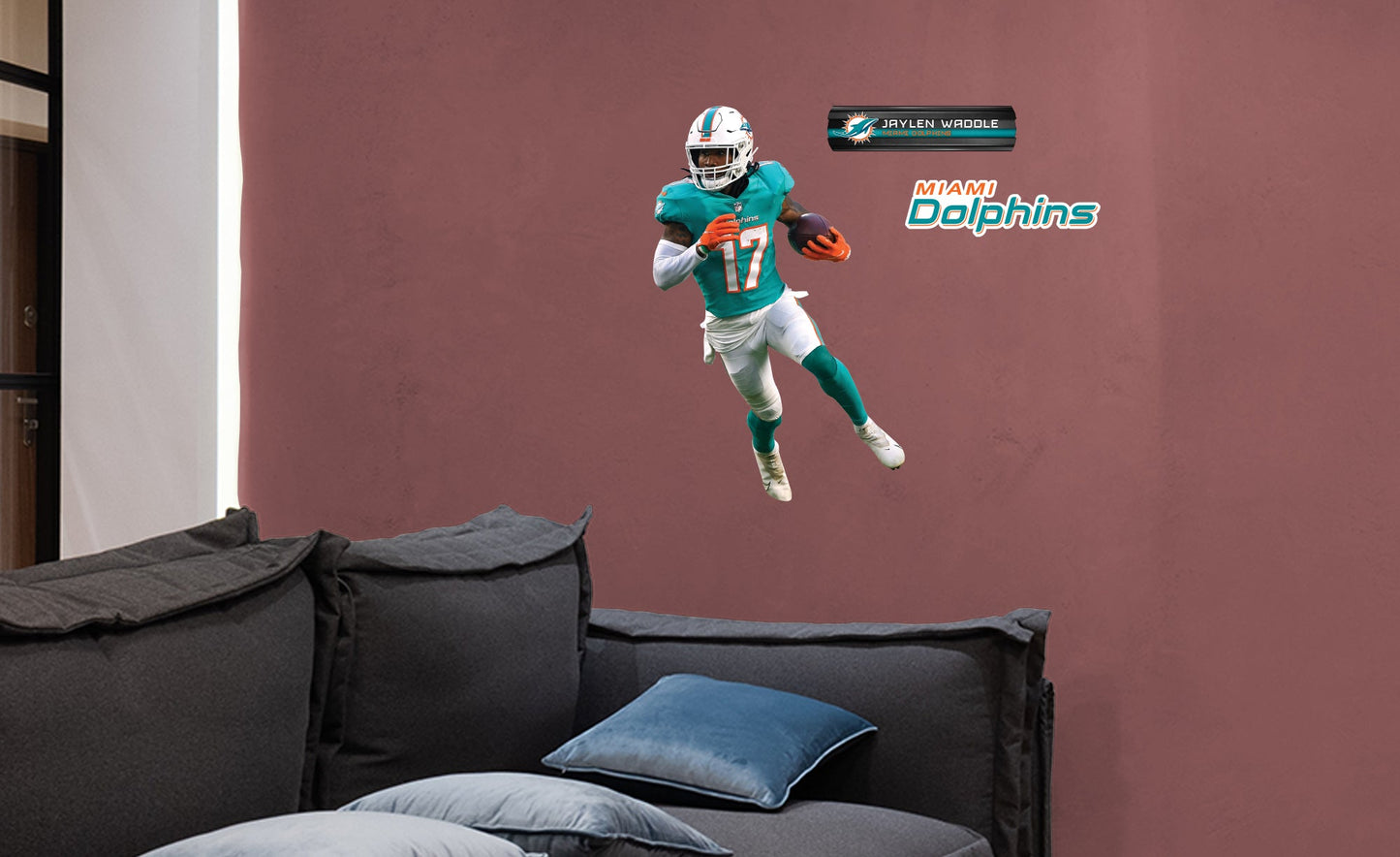 Miami Dolphins: Jaylen Waddle         - Officially Licensed NFL Removable     Adhesive Decal