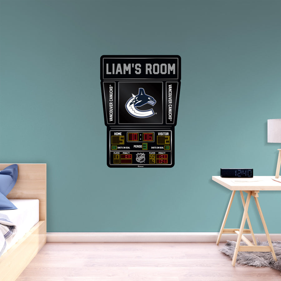 Vancouver Canucks - Scoreboard Graphic - With Personalized Name - Official NHL - Vinyl Transfer Decal