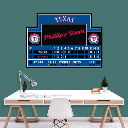 Texas Rangers: Scoreboard Personalized Name        - Officially Licensed MLB Removable     Adhesive Decal
