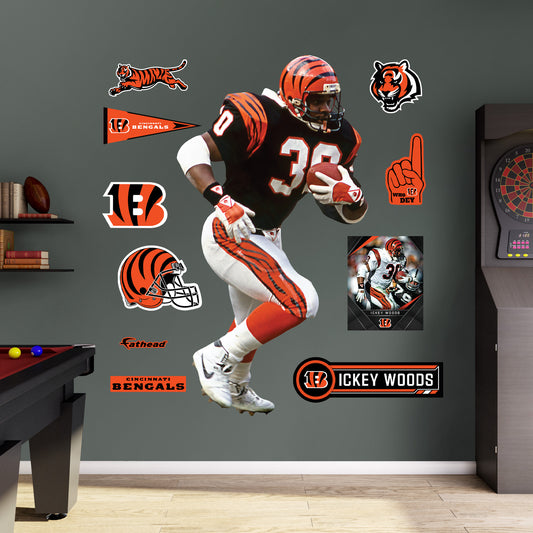 Cincinnati Bengals: Ickey Woods Legend        - Officially Licensed NFL Removable     Adhesive Decal