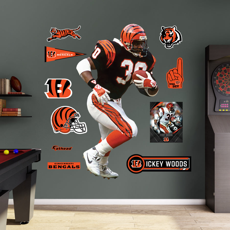 Ickey Woods - RealBig Legend Collection - Official NFL - Cincinnati Bengals - Reusable Vinyl Wall Decals