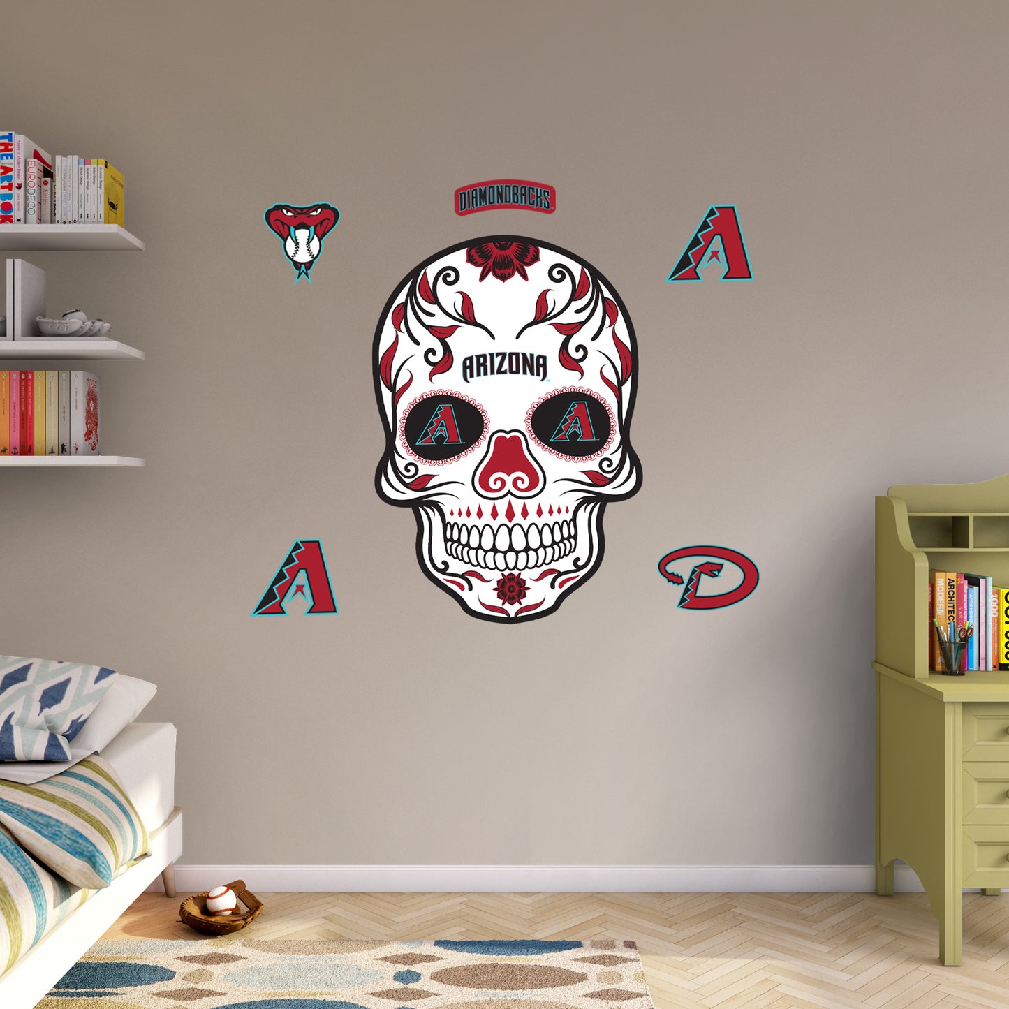 Arizona Diamondbacks:  Skull        - Officially Licensed MLB Removable     Adhesive Decal