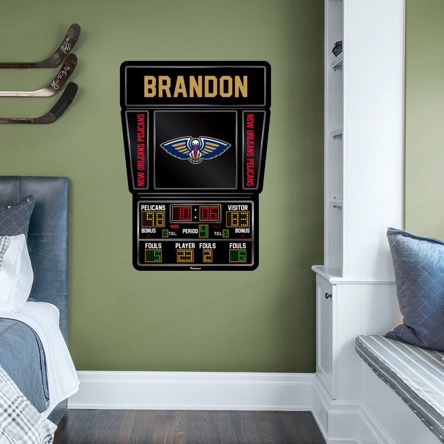 New Orleans Pelicans - Scoreboard Graphic - With Personalized Name - Official NBA - Vinyl Transfer Decal